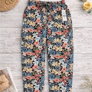 LOFT Floral Pull-On Pants | Spring Lightweight Viscose | Size Small Culottes